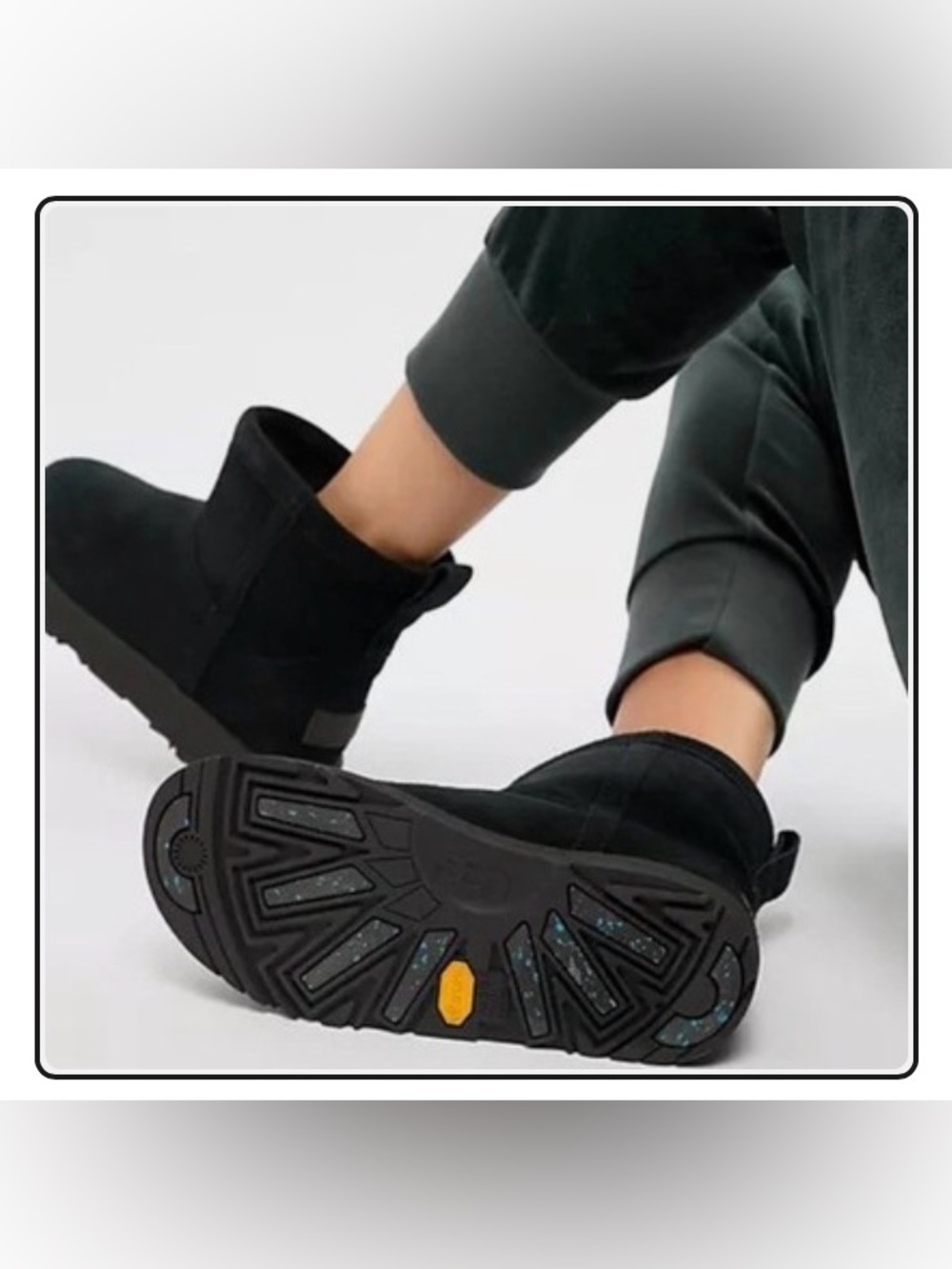 UGG Classic Waterproof Black Suede Mini Boots Vibram Soles # 1019643 Size 5 NWOB